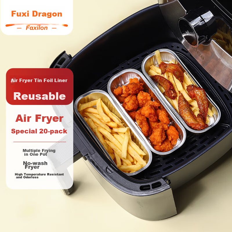 Faxilon Air Fryer Aluminum Foil Bowls Reusable Baking Pans for Cakes, Puddings, And Baking Molds, Tin Foil Cups, 20 Pieces