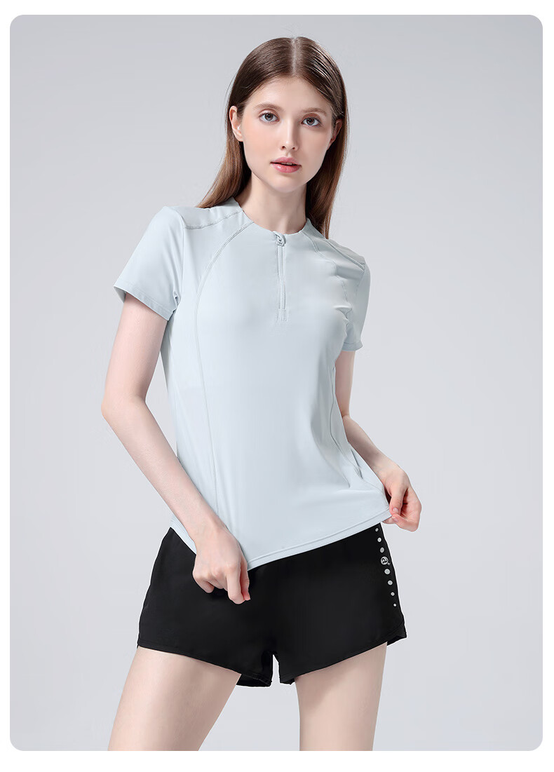 CAMEL Women's Sports Set, Summer New Style Running Yoga Fitness Short-Sleeve Shorts with Lining, Casual Elastic Sportswear 24