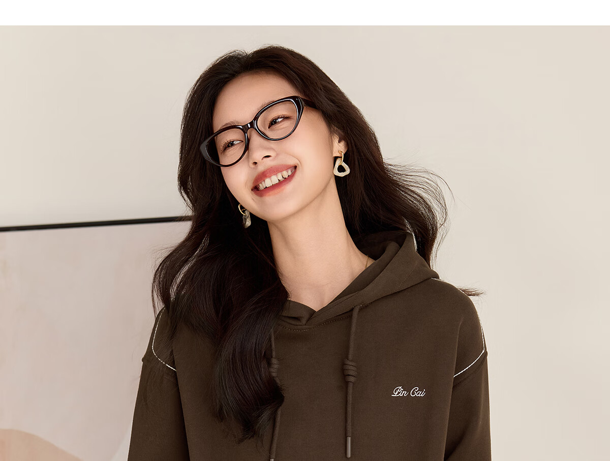 PinCai Fleece-Lined Sweatshirt for Women, Loose Drawstring Hoodie, Autumn And Winter Fleece-Lined Thickened Solid Color Jacket P144W2001 34