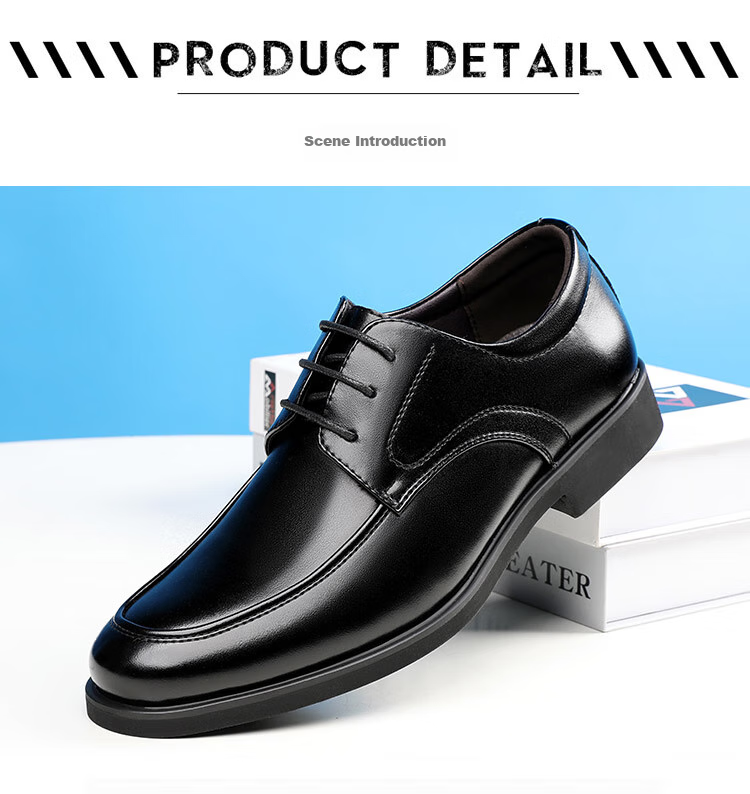 BEIOUTU Men's Leather Shoes, Business Casual Shoes, British Style Office Lace-Up Comfortable Men's Footwear, 9827 Black, Size 43 7