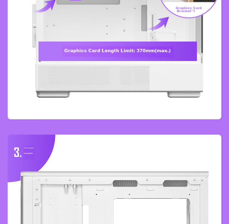 Aigo Starry Sky White ATX Gaming Desktop Computer Case with Dual 360mm Water Cooling Support, 9.6-Inch HD Screen, 270° Panoramic View, And 5090 Graphics Card 27