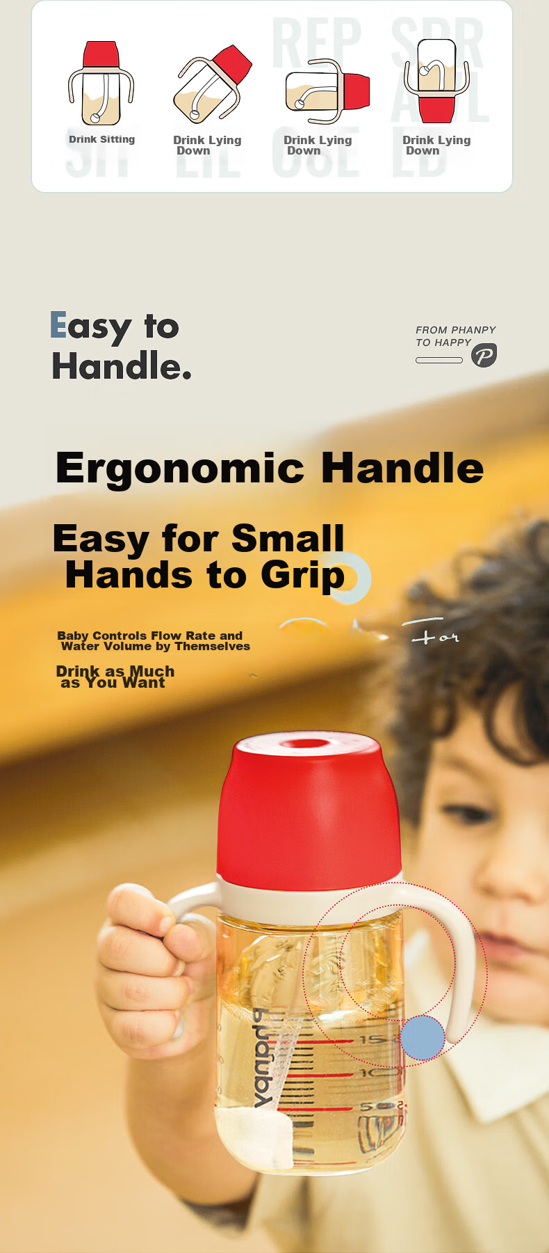 Xiaoyaxiang Straw Baby Bottle Direct Drinking Cup 1-3 Years Old Toddler PPSU with Gravity Ball Handle Children's Water Cup 300ml 19