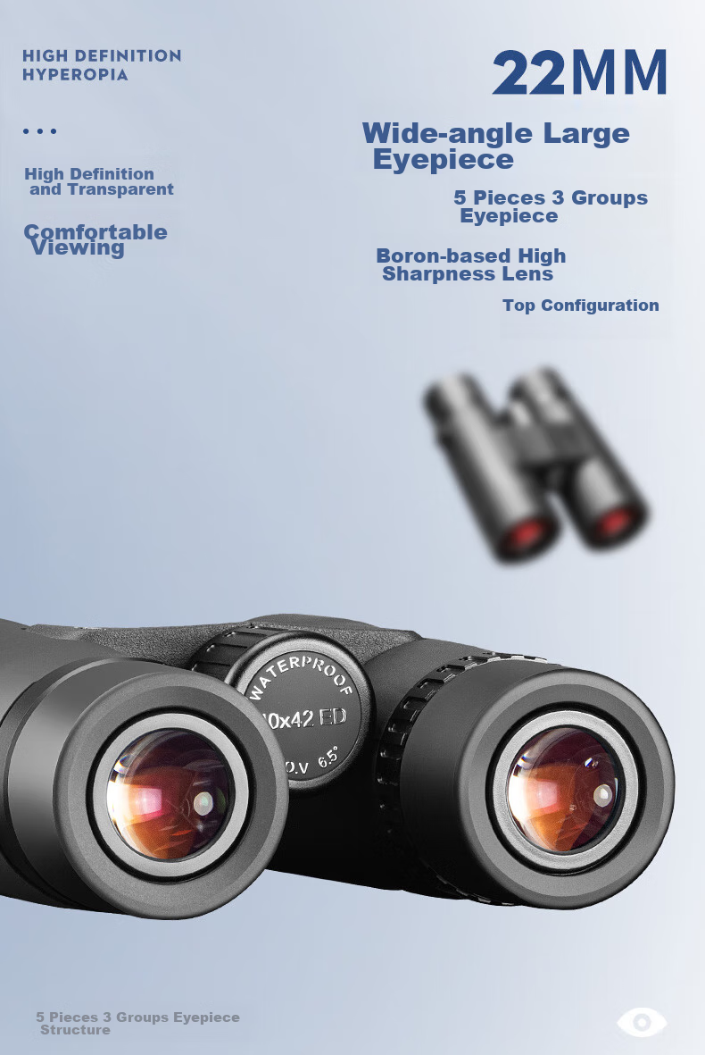 Panda Binoculars, High-Definition, High-Magnification, Professional-Grade, Military-Grade Magnesium Alloy, Low-Light Night Vision, ED Coated, Nitrogen-Filled, Waterproof, 10×42 13
