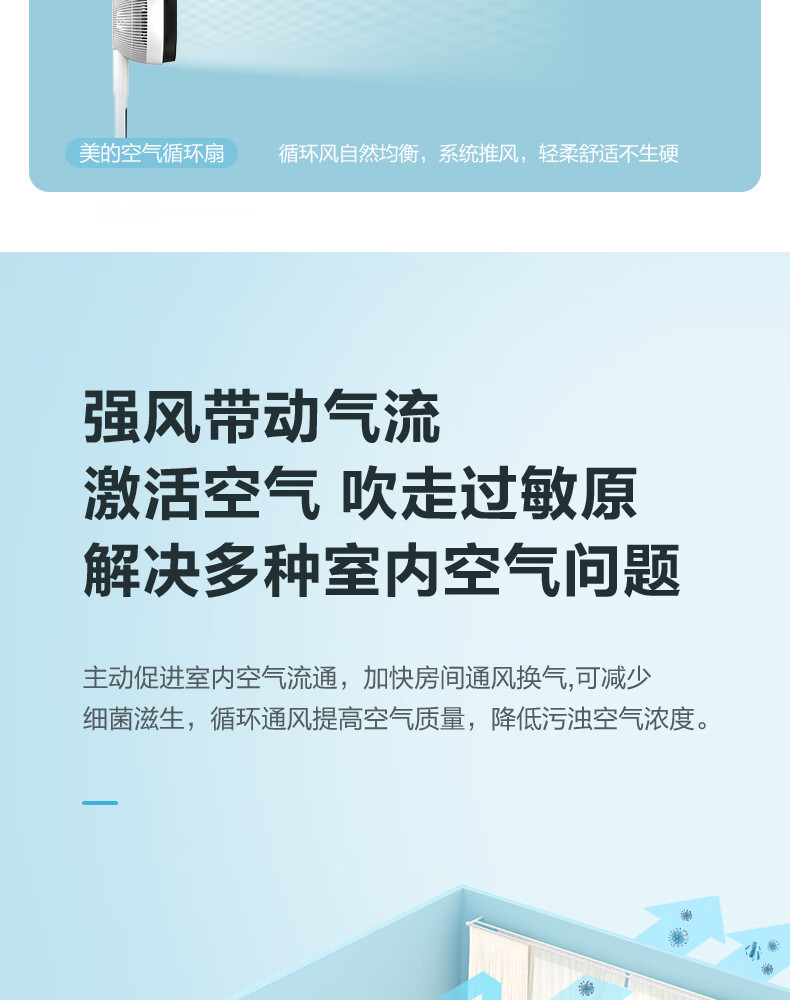 38286-美的(Midea)电风扇落地扇空气循环风扇轻音低噪家用智能风立式电扇 GDE24MB-详情图