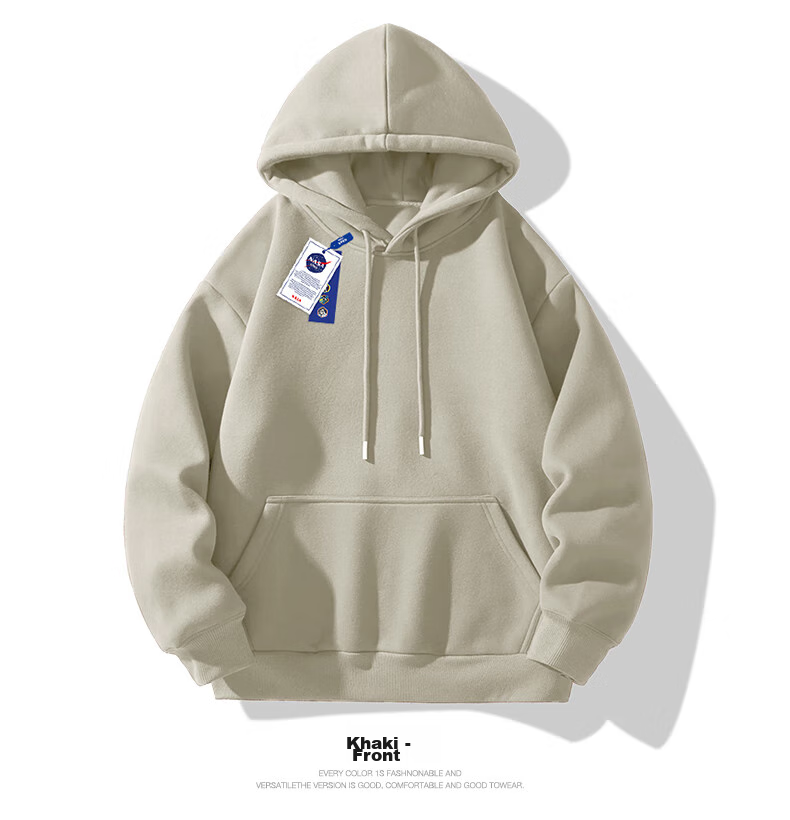 NASA GISS Hooded Sweatshirt for Men, Loose-Fitting Versatile Solid Color Sports Top, Youth Long-Sleeve Jacket, Apricot Color, 2XL 17