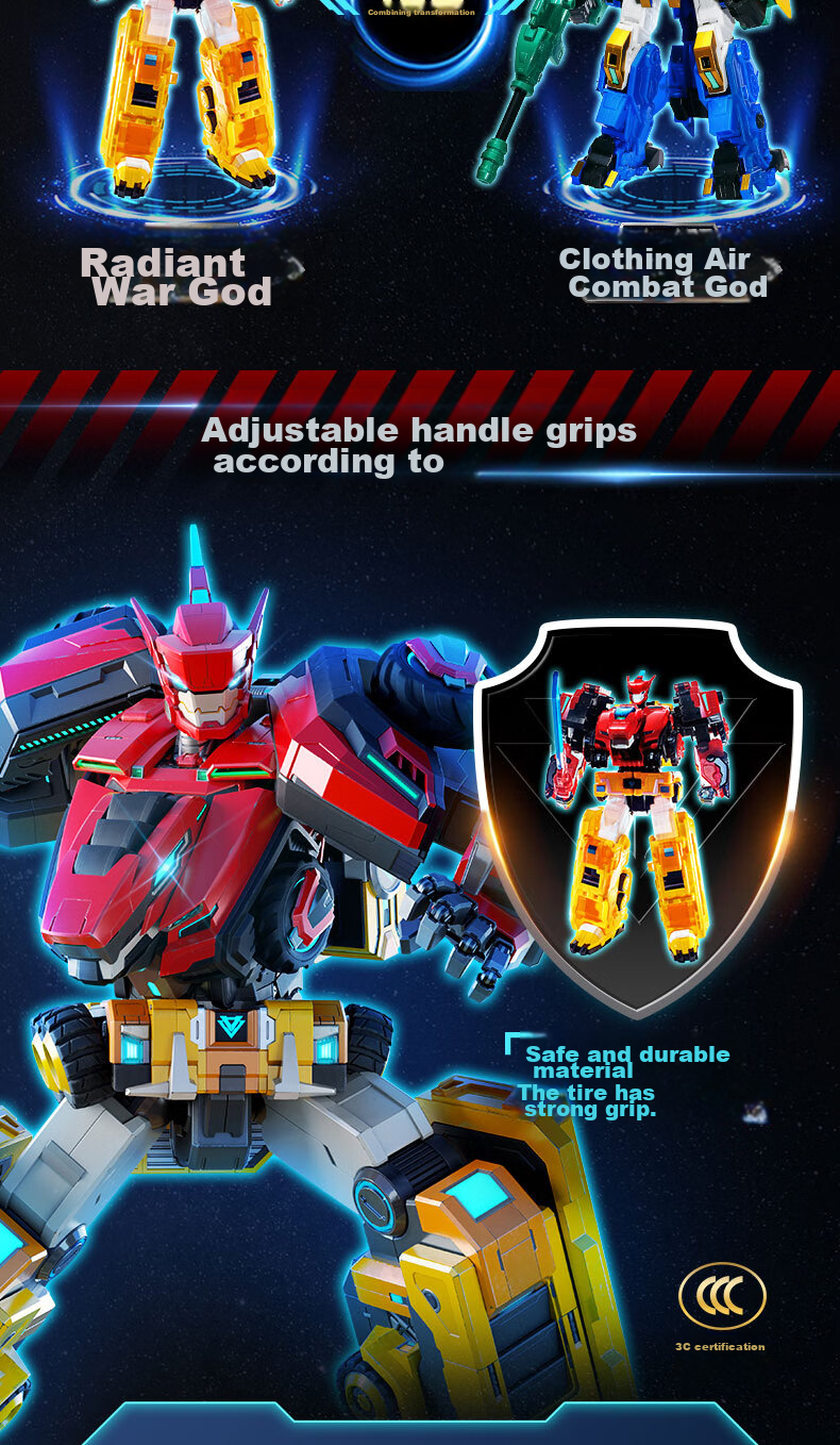AULDEY Quantum Team Transforming Robot Flash Change Combination Mecha Glory War God Children's Toy, Birthday Gift for Boys 9