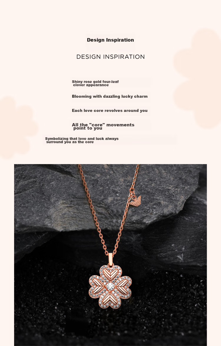 EMPORIO ARMANI Women's Necklace Lucky Heart Four-Leaf Clover Necklace Birthday Gift for Girlfriend EG3609221 2