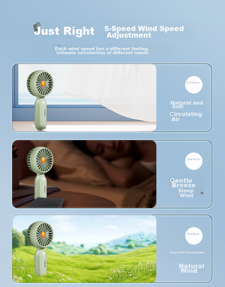 CangHua Handheld Mini Fan, Powerful Long-Lasting Battery Portable Rechargeable Fan, Quiet Compact Personal Fan for Students Children Babies Outdoor Electric Handheld Fan, Gree 11