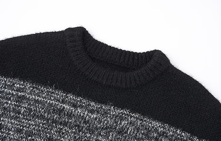 Dme [Cloud Mist] Winter Simple Korean Style Plush Colorblock Knit Slimming Stretchy Sweater for Women 3