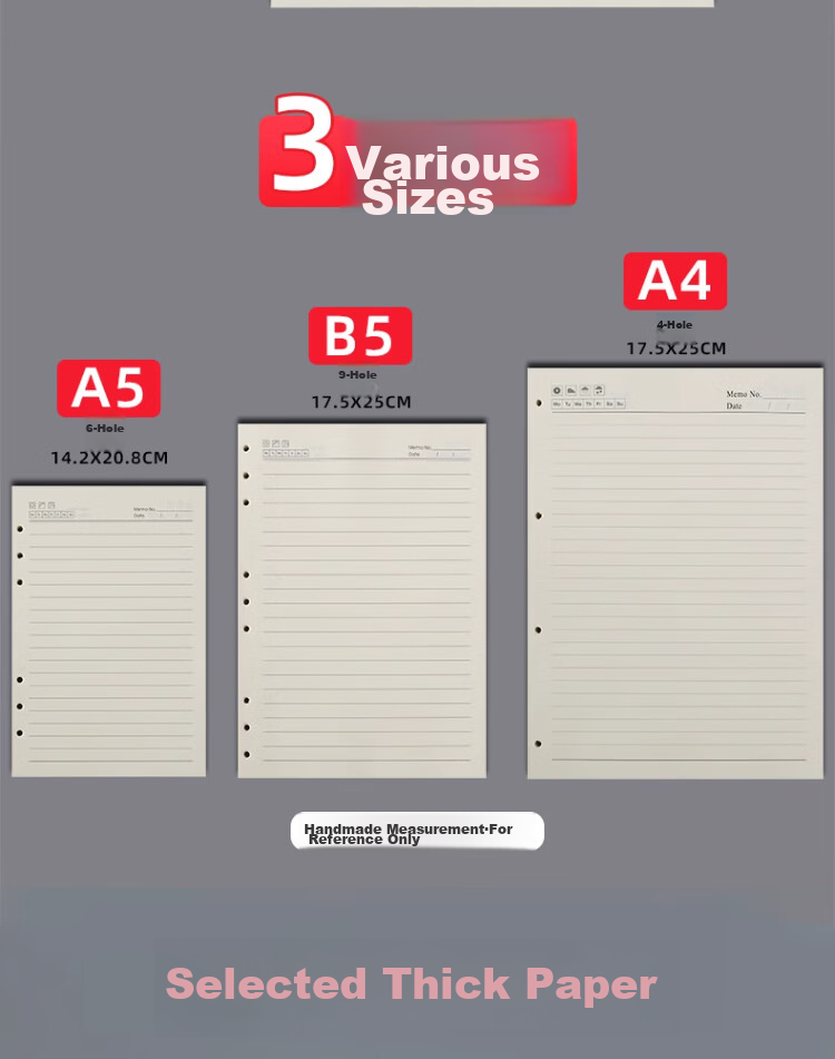 Xutong A4 Loose-Leaf Paper, 100g Weight, 80 Sheets/160 Pages, Suitable for 4-Ring Notebooks, Blank Thickened Replacement Inner Pages, Customizable 3