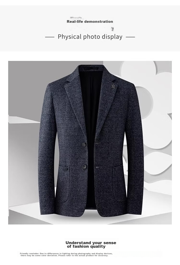 MONTAGUT Spring And Autumn Men's Suit with Mulberry Silk Texture, Business Formal Wear Single Suit Jacket Crisp Outerwear, Gray-Blue, Size 48 9