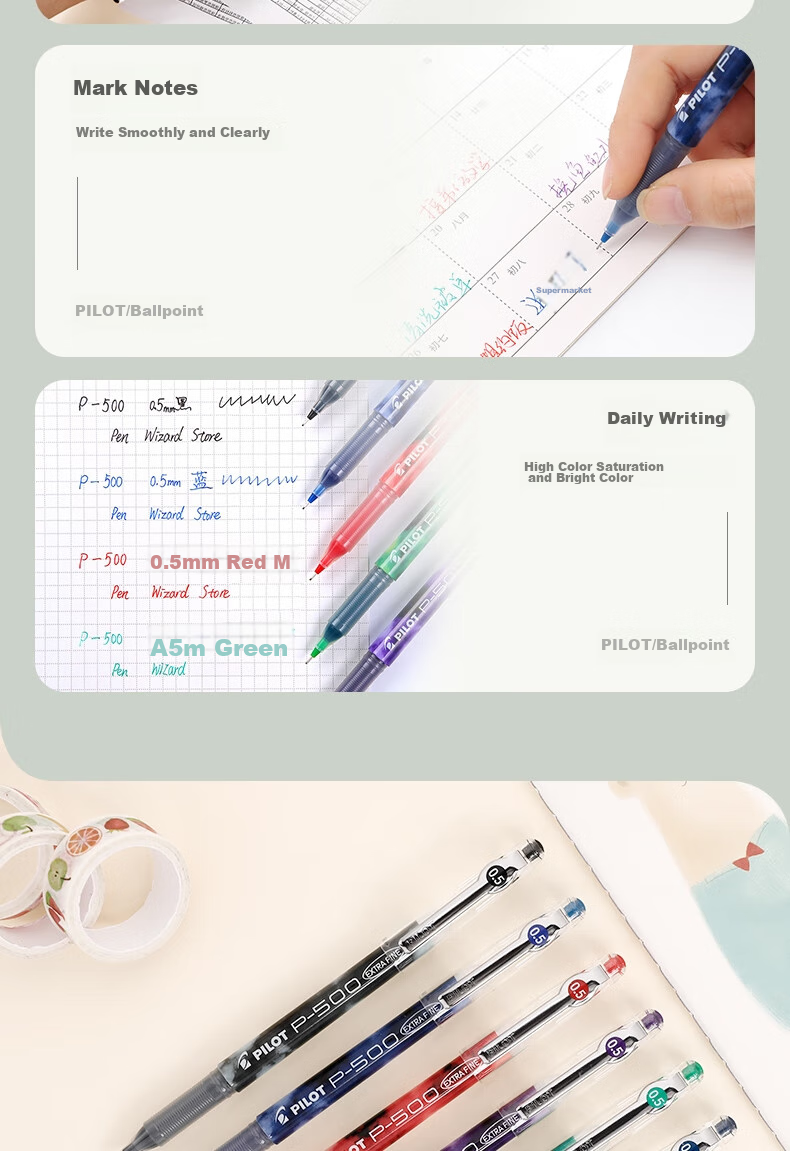 PILOT P500 Gel Pen, 0.5mm, Direct Liquid Rollerball Pen, Signature Pen, Student Stationery Set, Office Supplies, Exam Writing Pen, High Aesthetic Value (4 Black 1 Red), Pack of 5 5