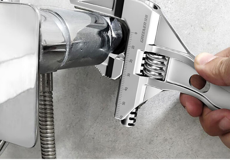 GREENER Adjustable Wrench Plumbing Wrench Pipe Wrench Short Handle Universal Spanner 14