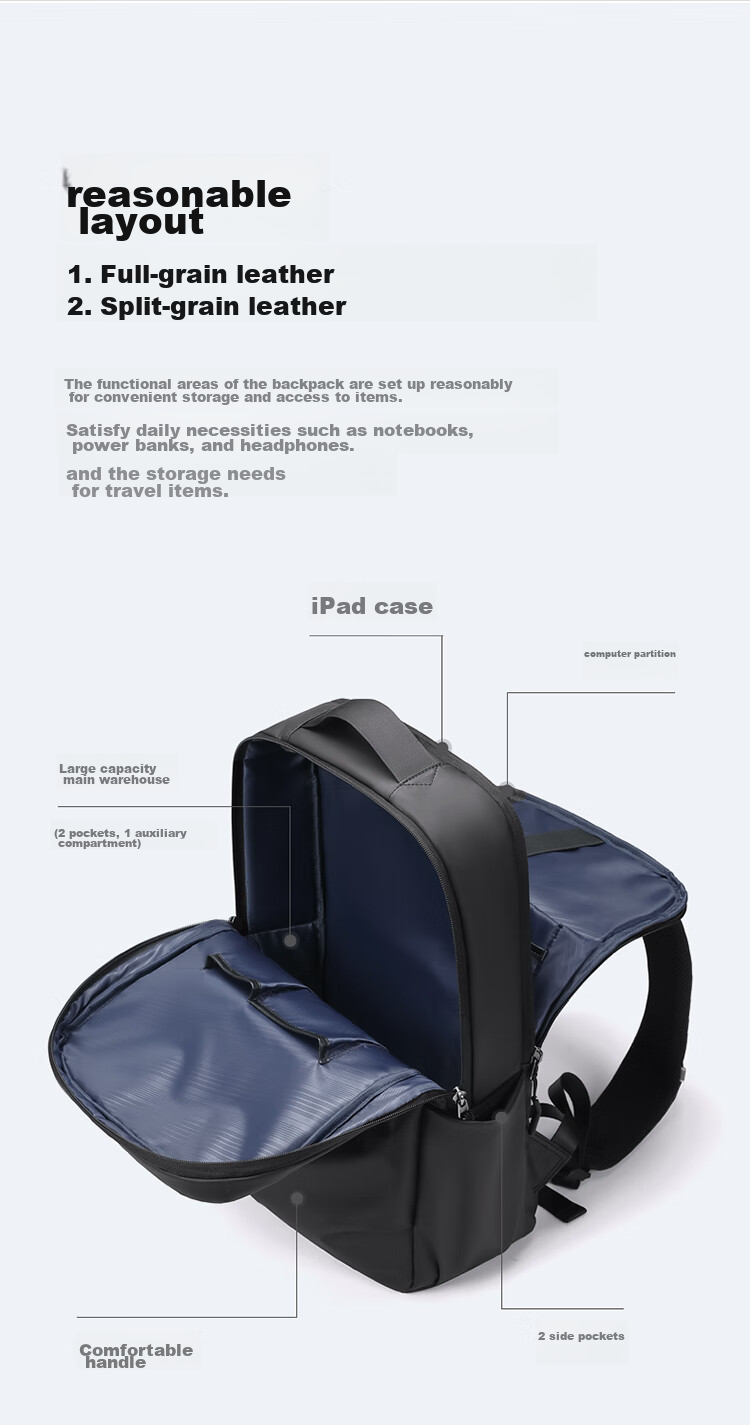 GOLF Backpack for Men, Travel Backpack, 15.6/16 Inch Laptop Bag, Student Schoolbag with Multiple Compartments, Business Commute Bag 6