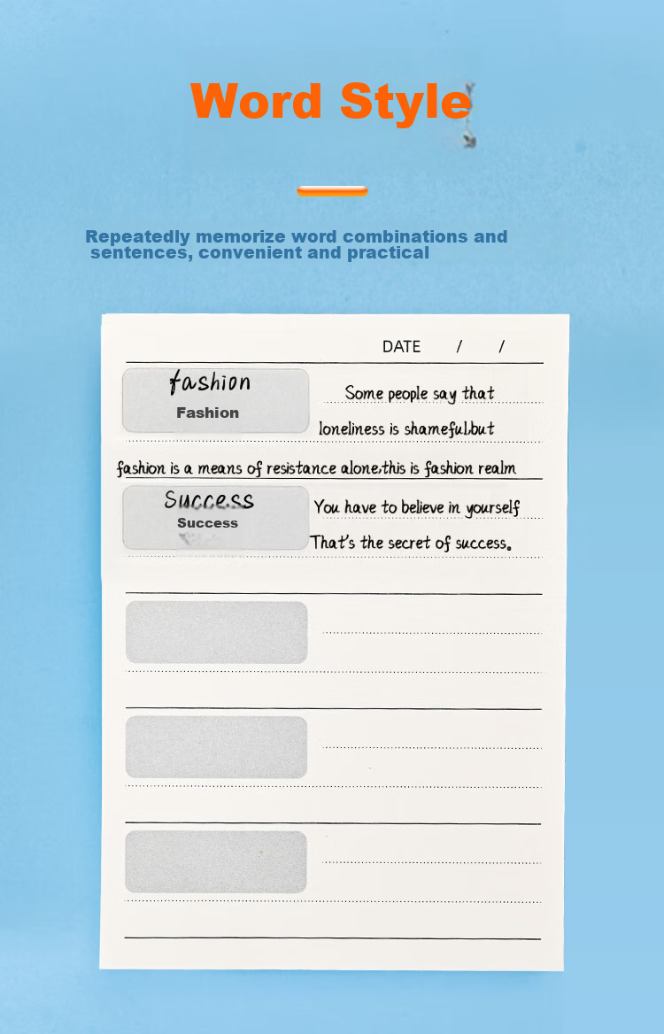 NVV Error Correction Sticky Notes, No-Copy Sheets, 4-Pack Self-Adhesive Memo Pads for Students, Lined Paper for English Vocabulary And Math Exam Error Correction, BL-12 7