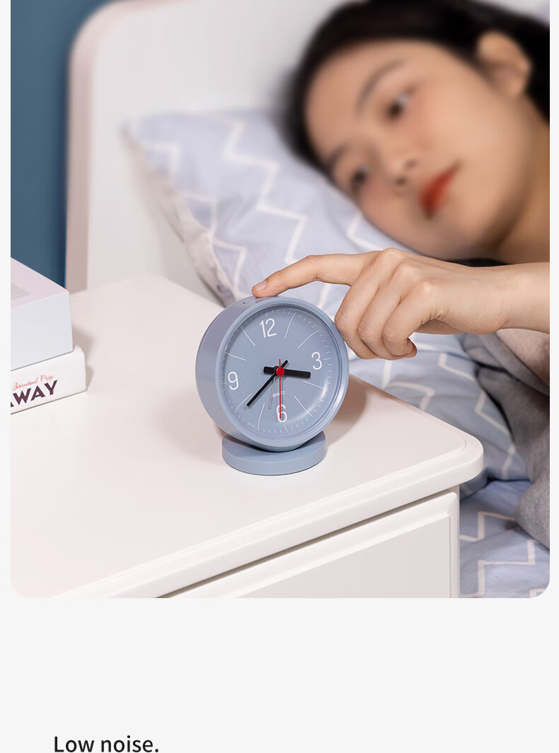 Deli Newsea Minimalist Pointer Alarm Clock One-Touch Snooze Soft Night Light Bedroom Bedside Round Desktop Fashion Clock Green NS886 Back-to-School Essential Gift 8