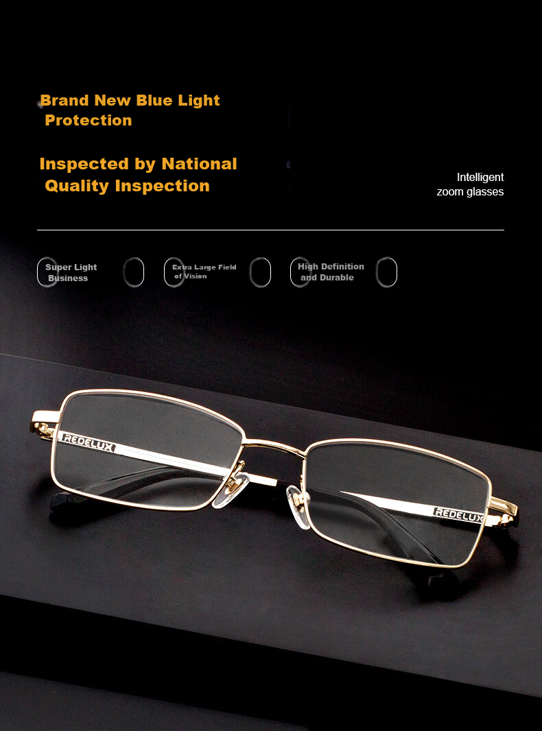Xiyanghong Reading Glasses for Men, High Definition Anti-Blue Light Full Frame Durable Stylish High-End Reading Glasses E9106 Gold 150 Degrees 2