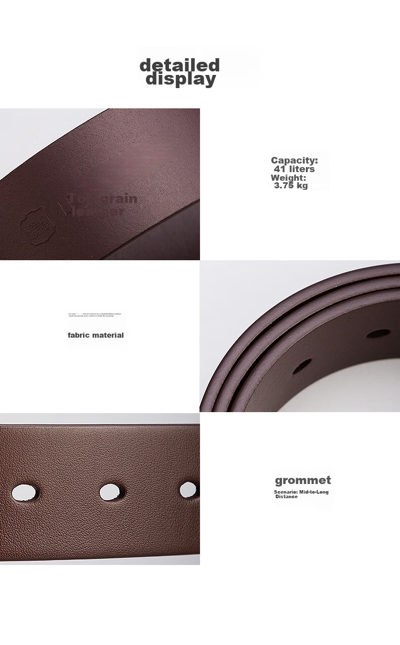 Cattlesboss Titanium Buckle Belt for Men, Luxury Top-Grain Leather Belt, Birthday Gift Box for Men, 3187, Deep Brown, 110cm 19