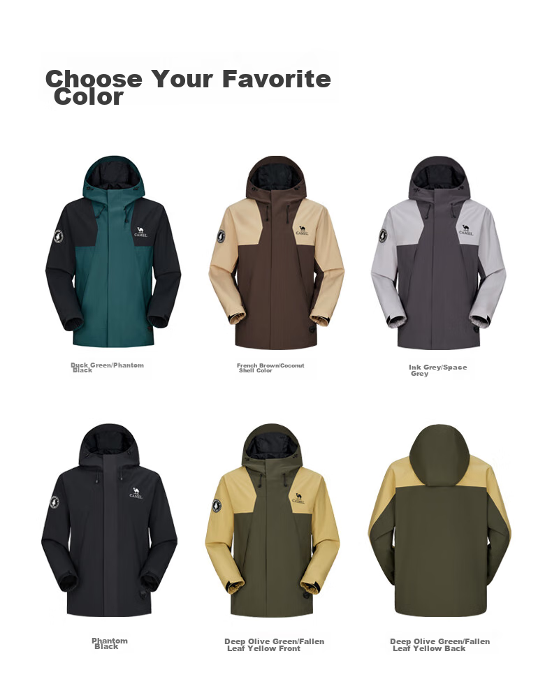 CAMEL Windbreaker Jacket for Men And Women, Trendy Sports Outdoor Rainproof Mountaineering Coat, Autumn And Winter Outerwear M34CAFO730D 55