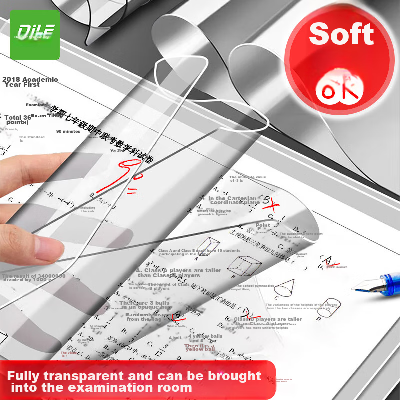 DiLe 8k Writing Pad, Transparent Exam Pad, Soft Pad, Desk Mat, Writing Pad, Elementary School Student Writing Pad, Paper Board, 8K-0310PVC