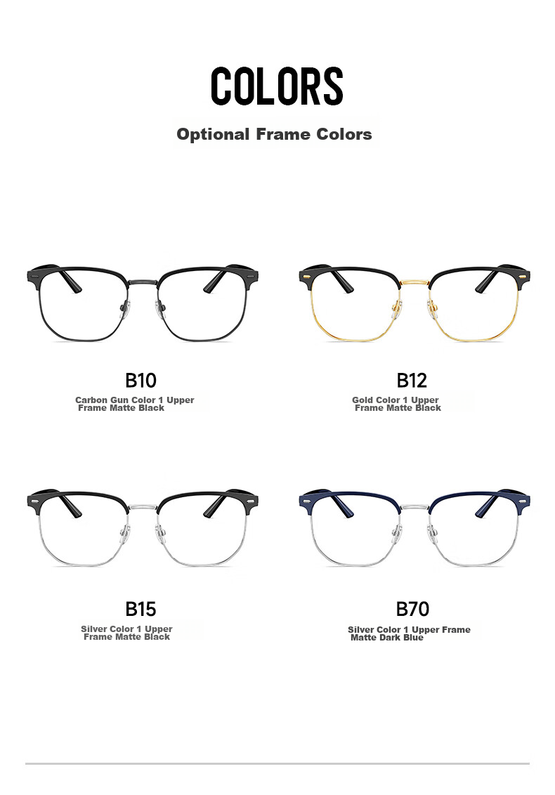 MOLSSION Eyeglass Frames, Browline Glasses MA6016, B16 Silver Upper Brow Transparent Gray 9