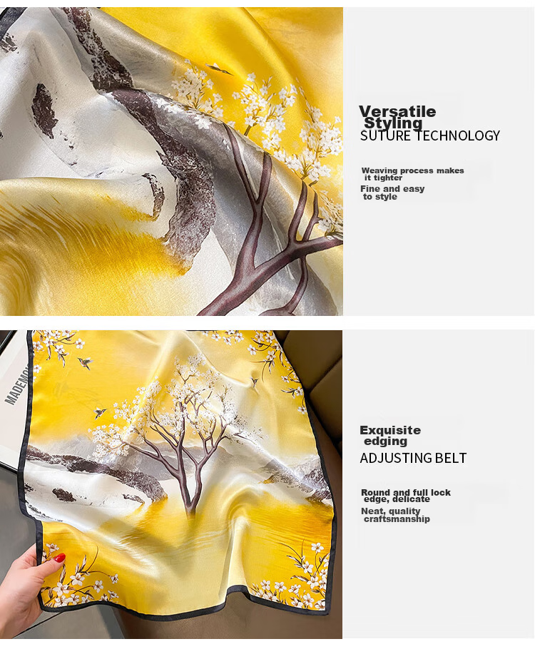 GLO-STORY Silk Scarf for Women, 53cm Mulberry Silk Small Square Scarf, French Vintage Versatile Neck Scarf, Gift Box Set WSJ334001 11