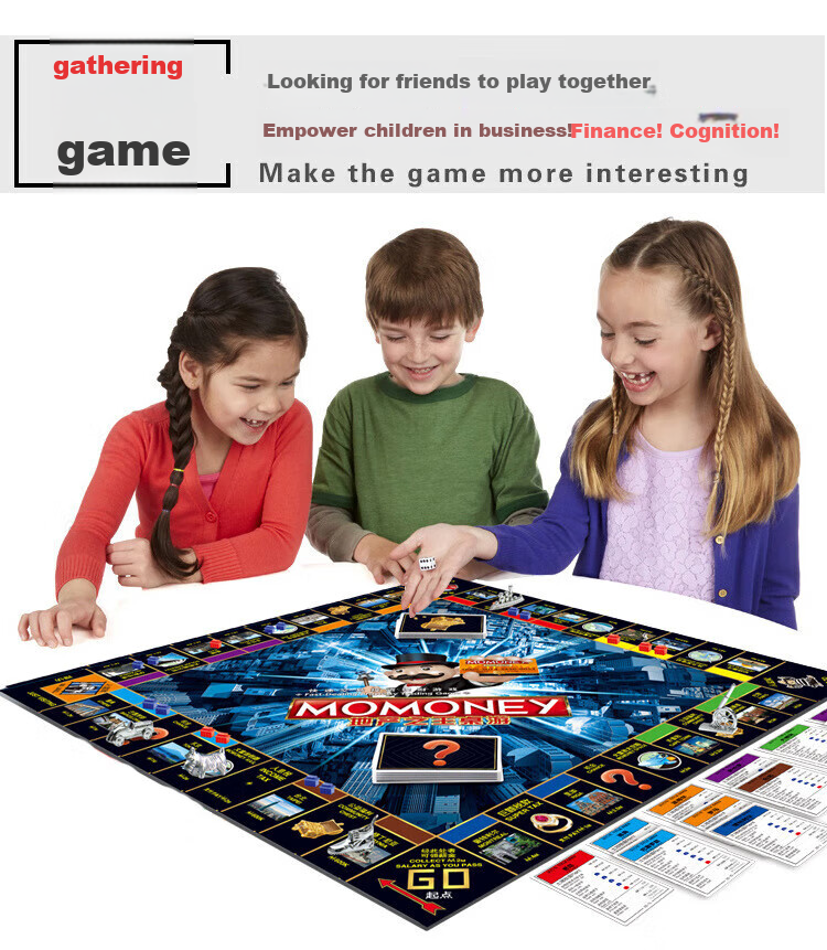 Chuqibisheng Real Estate King Board Game, Large Rich Man World Tour, Strategy Game, Educational Children's Toy, Party Game Cards 3