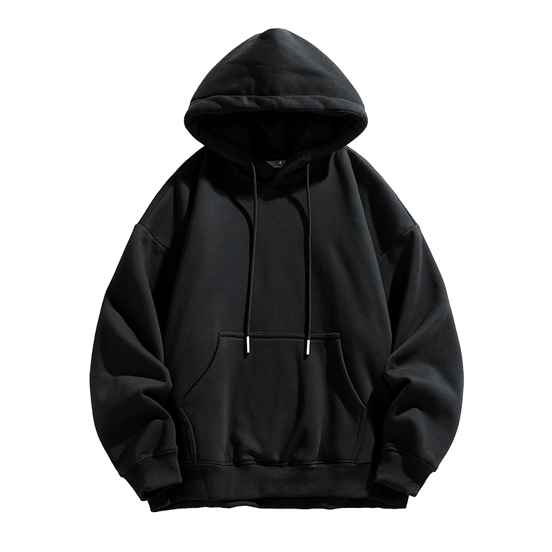 MAYBEYOND Hooded Sweatshirt for Men, Trendy Autumn And Winter American-Style Hoodie, Hong Kong Style Loose-Fitting Couple's Top MA47 Black L