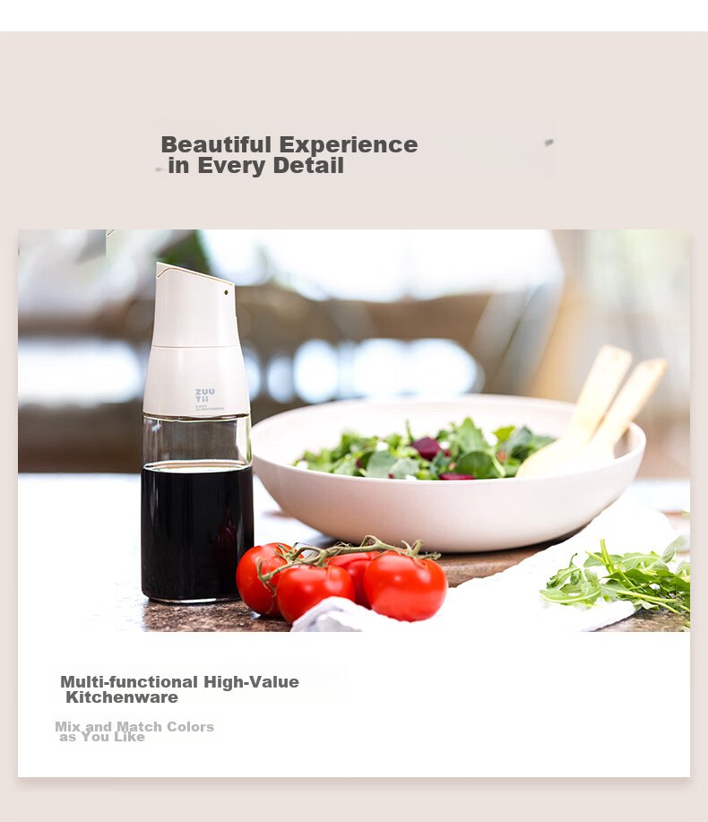 Zuutii Canadian Oil Bottle, Kitchen Household Automatic Opening And Closing Glass Jar, Seasoning Leak-Proof Gravity Vinegar Soy Sauce Bottle, Cold Smoke Ash 12