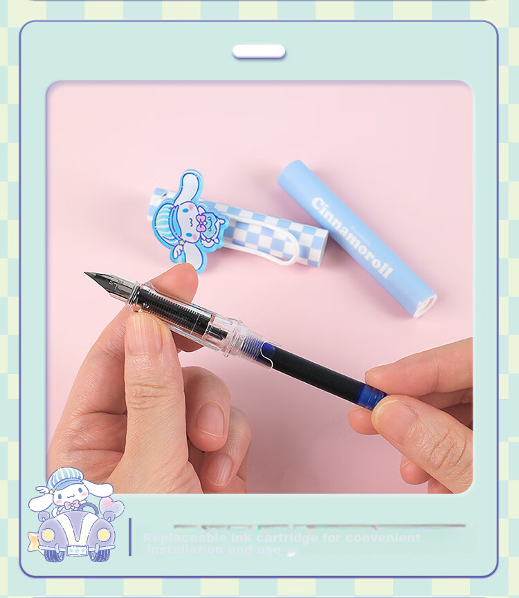 GuangBo Thermal Erasable Fountain Pen, Sanrio Collaboration Little Clown Fish Elementary School Student Handwriting Practice Posture-Correcting Ink Pen F Nib [Blue Packaging], Back-To Stationery KT82151-H 7