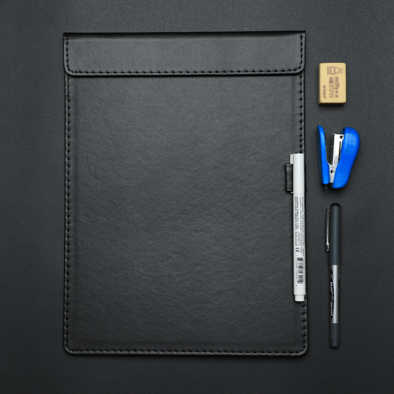 TRNFA TRNFN TN-PU08 Folder Writing Pad Office Supplies A4 Meeting Clipboard Magnetic Sticky Notes Leather Business Clipboard Magnetic Board Black