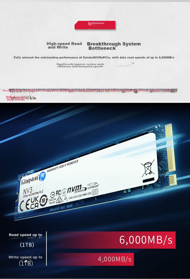 Kingston 1TB SSD M.2 (NVMe PCIe 4.0×4) NV3 Series, Read Speed 6000MB/s, AI Computer Accessories 2