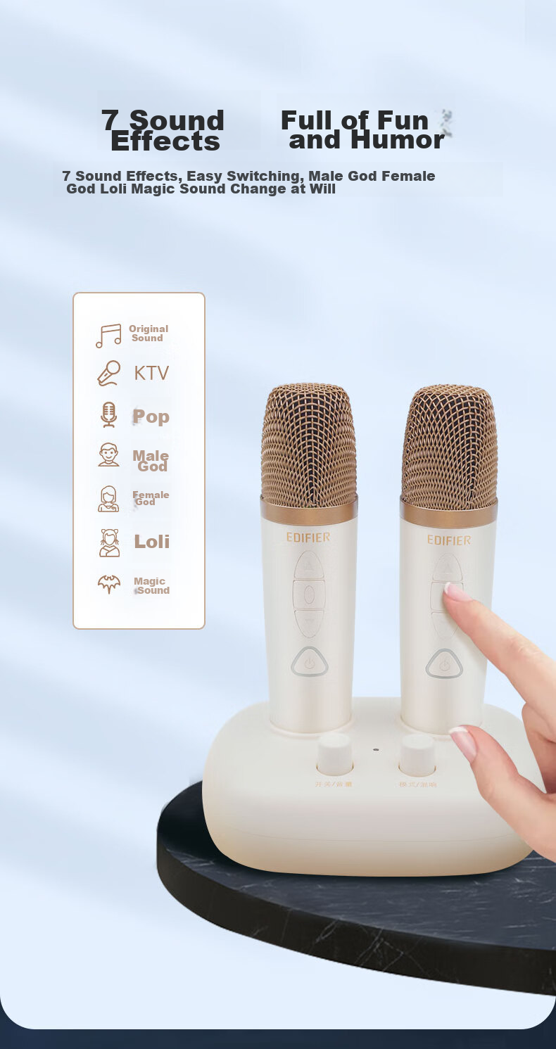 EDIFIER TU52 Portable Wireless Microphone, UHF Adjustable Frequency Wireless Mic with Receiver, for Outdoor Karaoke, Home KTV, Meetings And Lectures, Host, Twilight Gray 9