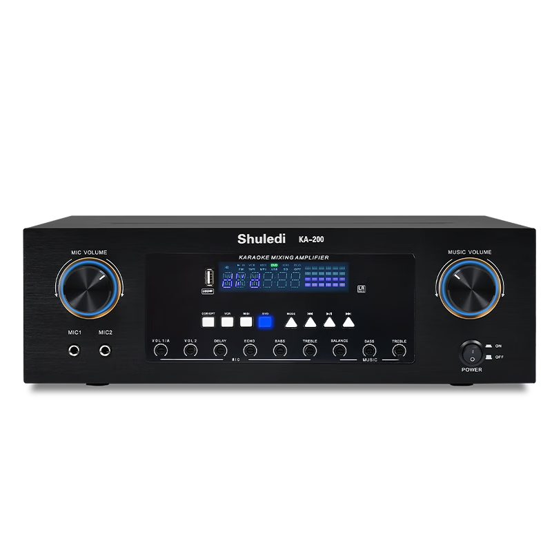 Shuledi KA-200 Domestic Amplifier Professional Integrated Amplifier Conference Home Theater Karaoke Amplifier KTV Stage Optical Coaxial USB REC Anti-Howling 400W