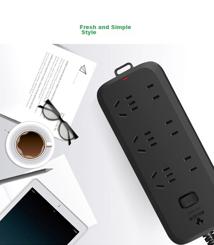 BULL Power Strip / Extension Cord / Surge Protector / Multi-Outlet Strip / Power Bar / Cable Reel, Black Matte Finish, 6 Outlets with Master Switch, Total Length 1.8 Meters, GN-B8330H 7