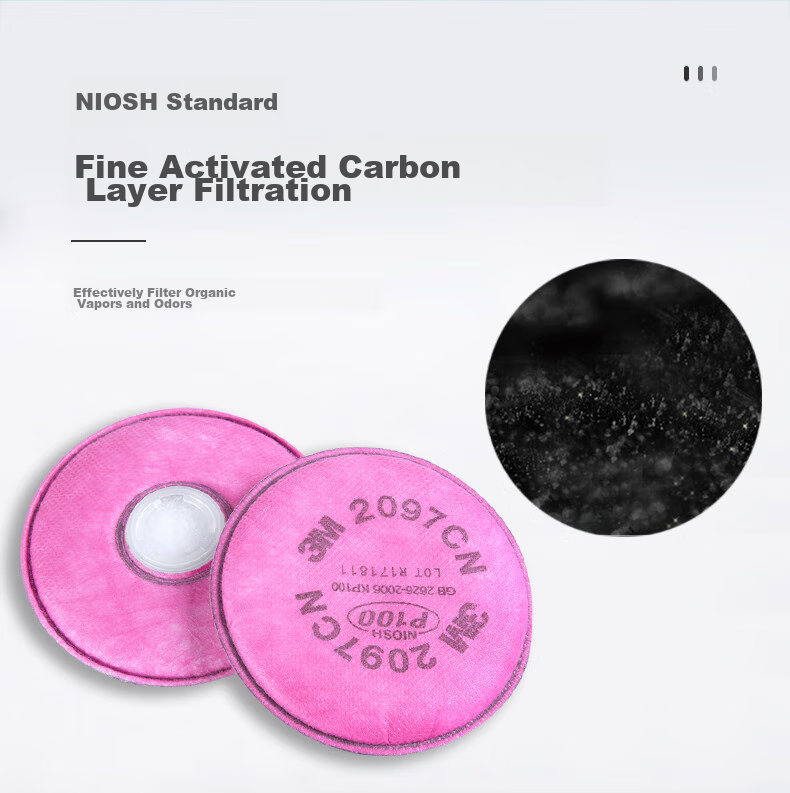 3M 2097CN P100 High-Efficiency Filter Cotton for Particulate And Organic Vapor Protection, with Face Mask, 2 Pieces/pack 4