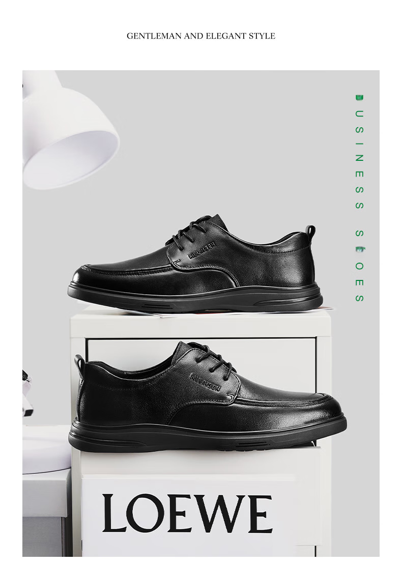 MULINSEN Men's Leather Business Casual Shoes, Breathable Soft-Soled Middle-Aged Dad Shoes L3241012 11