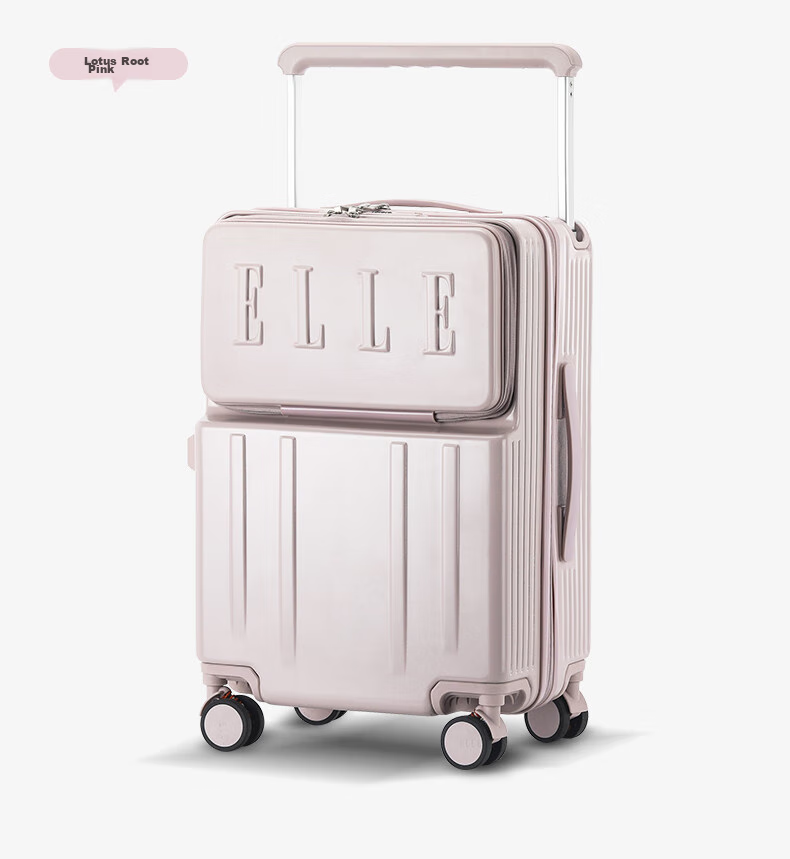ELLE Front-Opening Luggage with Wide Handle, Large Capacity Travel Suitcase, Fashionable Password Lock, Check-In Case, 24-Inch, Gree 14