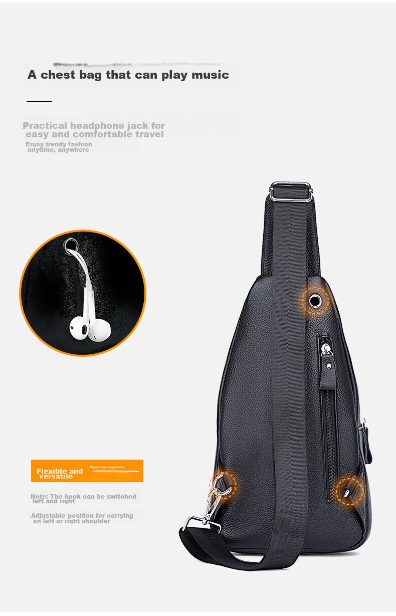 Meizhouyeni Crossbody Bag for Men, Top-Grain Leather Chest Bag, Fashionable Shoulder Bag, Casual Trendy Sports Birthday Gift for Boyfriend 7