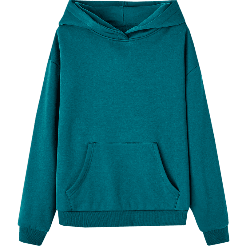 Dme [Hooded Commuter] Winter Fashion Fleece-Lined Drop Shoulder Long Sleeve Pocket Commuter Sweatshirt for Women, Algae Green, L
