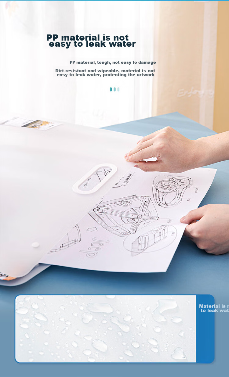 Deli 4K Drawing Storage Handbag, File Folder, Outdoor Portable Waterproof Sketch Pad, Writing And Doodling Protection, Sketching Art Student-Specific 72701 White 3