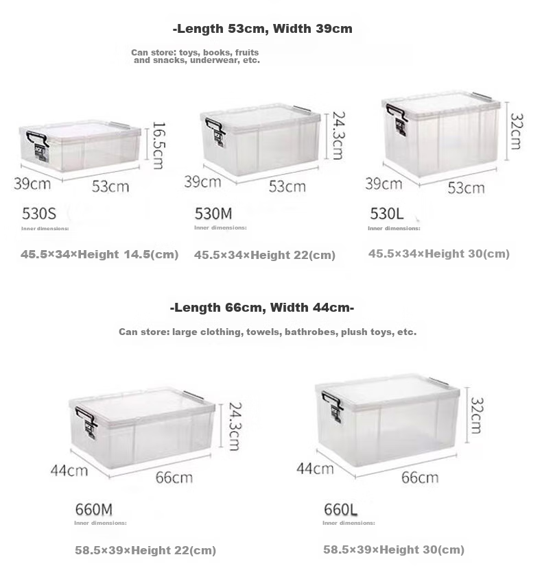 TENMA Plastic Clothing Storage Box, Car Storage Box 45 Liters, Transparent Lox Organizer Box 530L 4