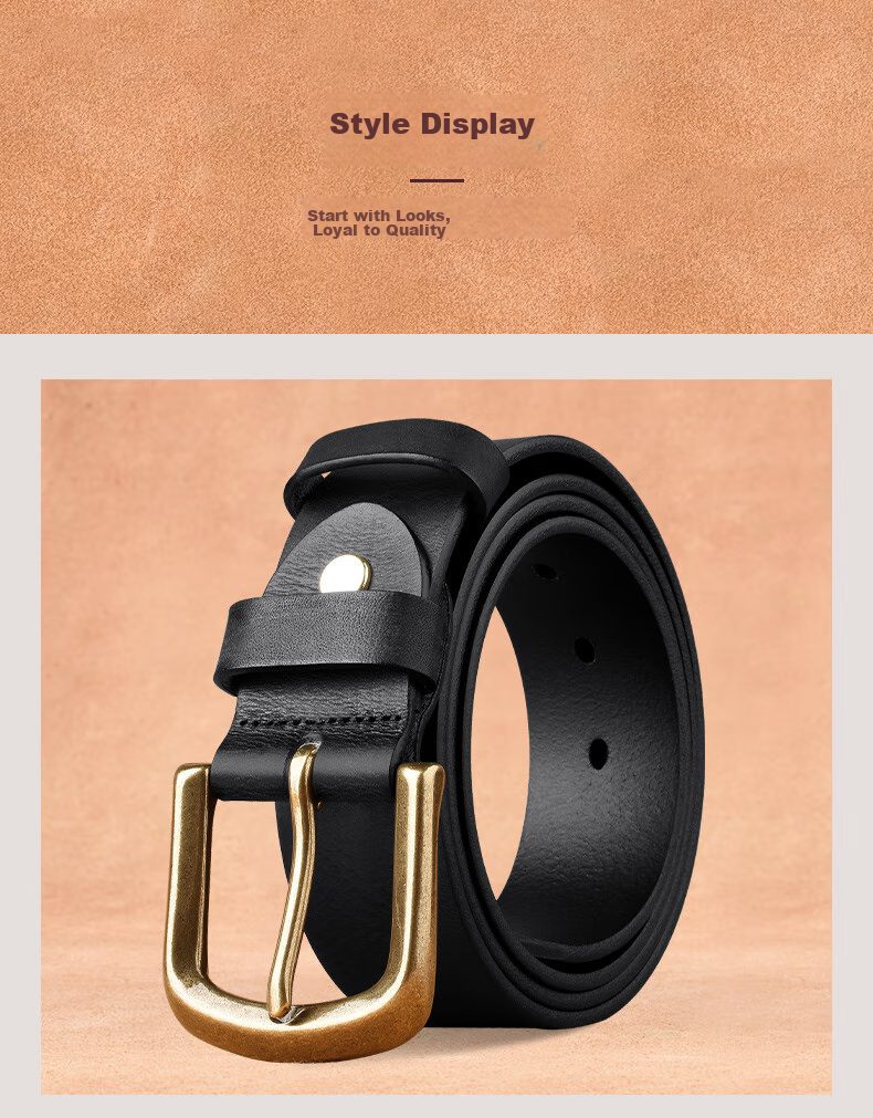 JEEP SPIRIT Men's Genuine Leather Belt with Pin Buckle, Business Style Vintage Belt, Birthday Gift Box for Boyfriend Or Husband 14