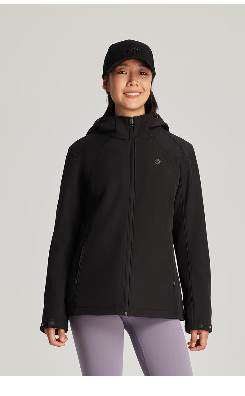 TECTOP Soft Shell Jacket, Fashionable Windproof Breathable Wear-Resistant Coat, Hooded Sports Windbreaker, Cloud Ink Black, M 33