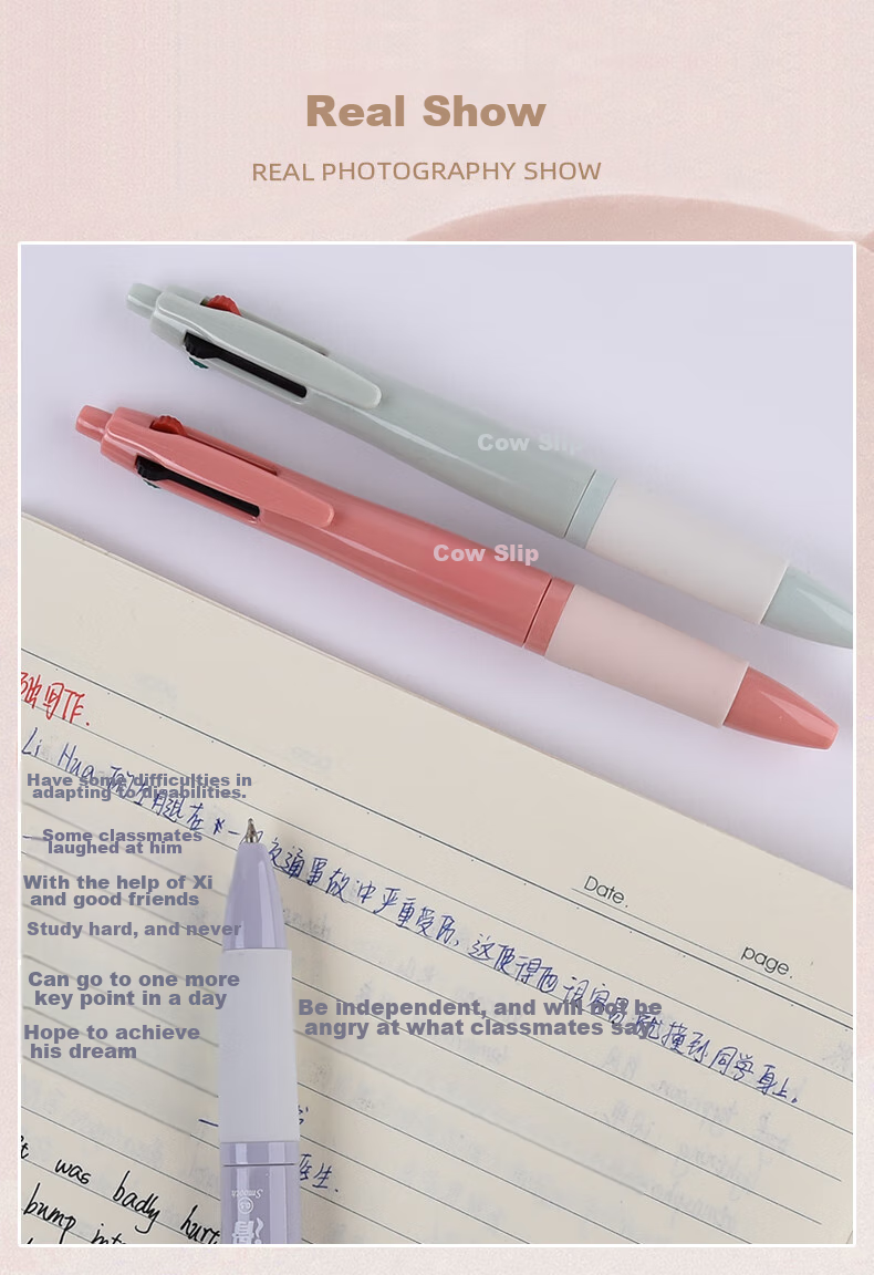 Genvana [4-Color Rollerball Pens] 0.5mm Medium Oil Ballpoint Pens Multi-Color for Elementary School Students' Note-Taking And Marking, 4 Pens/Box G-3735 6
