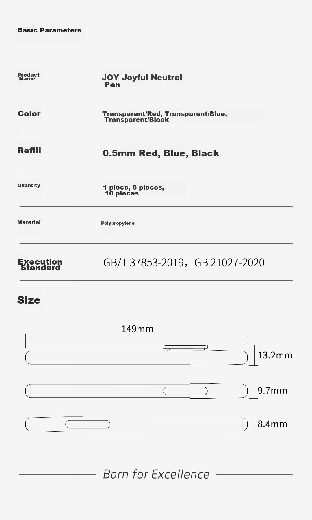 KACO JOY 0.5mm Black Gel Pen 3-Pack Quick-Dry Waterproof Fade-Resistant for Homework Exam Note-Taking 13