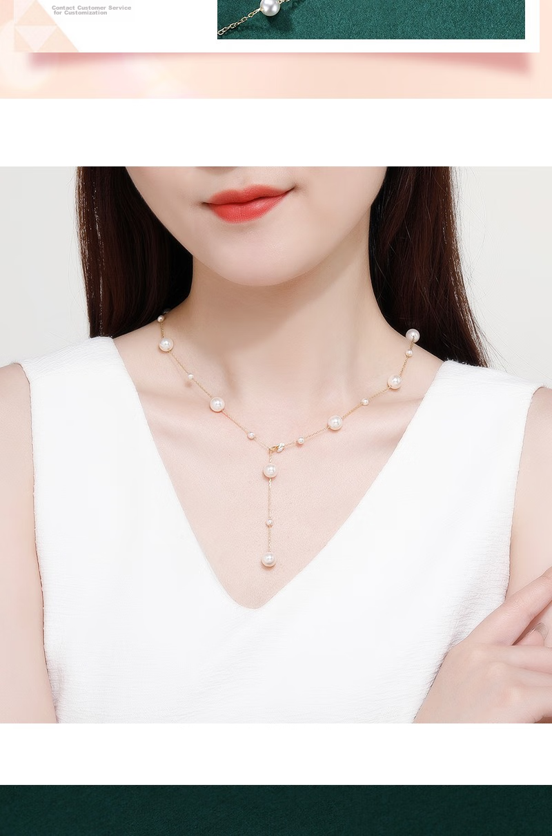 Grace Girl Starry Sky Pearl Necklace for Women, Collarbone Chain, Light Luxury Sweater Chain, Jewelry, Anniversary Birthday Gift for Girlfriend 4