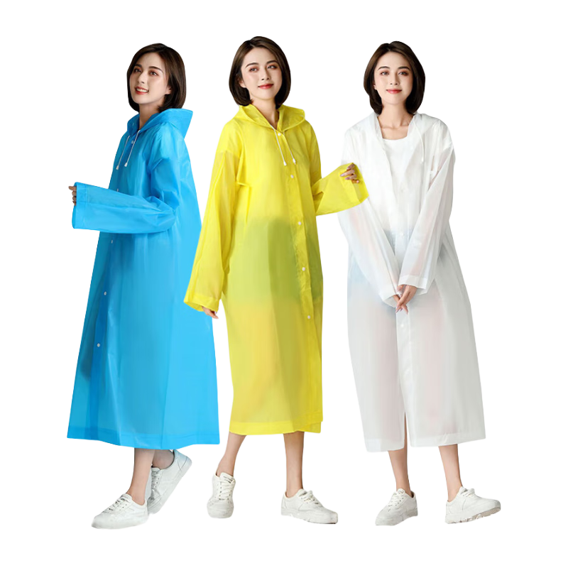 JOYTOUR Raincoat, Non-Disposable Adult Rain Poncho, Semi-Transparent, Thickened Travel EVA Long Coat for Men And Women, Transparent Color