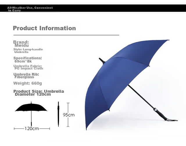 MAYDU Large Straight Handle Umbrella, 1.2 Meters Automatic Opening, Men's Business Umbrella M1125, Black 1