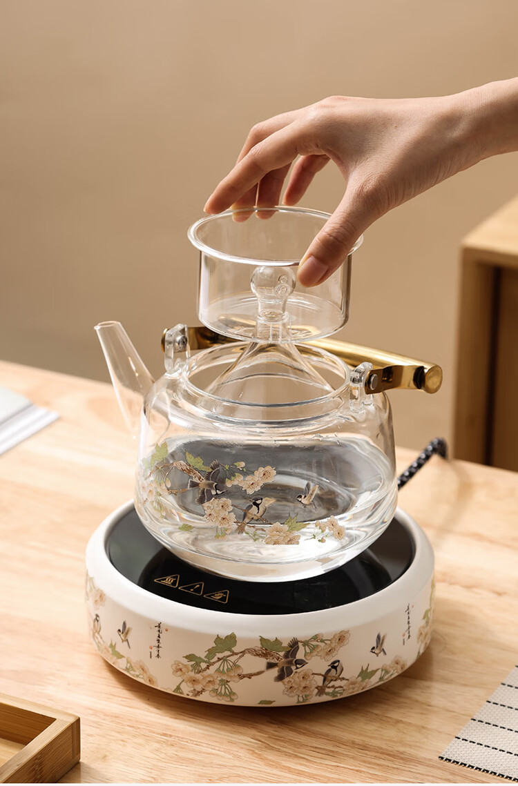 Jinxiangyu Kung Fu Tea Set Electric Ceramic Stove without Teapot for Home Use, Water Boiling And Brewing Tea Stove, Yue Heng Bai Niao Zhang Ming 13